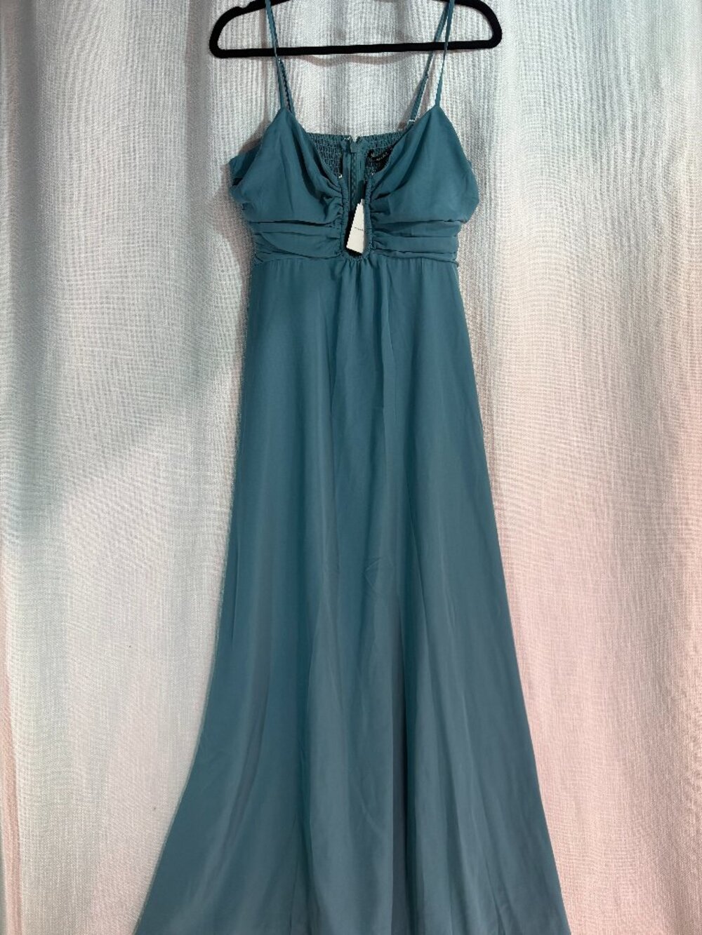 NEW Abercrombie & Fitch Floor Length Dress - Womens M - Teal Blue Plunge Neck